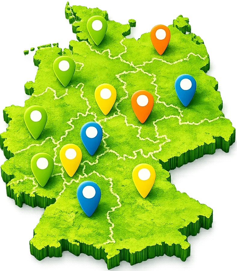 Karte mit PYUR Beratern vor Ort